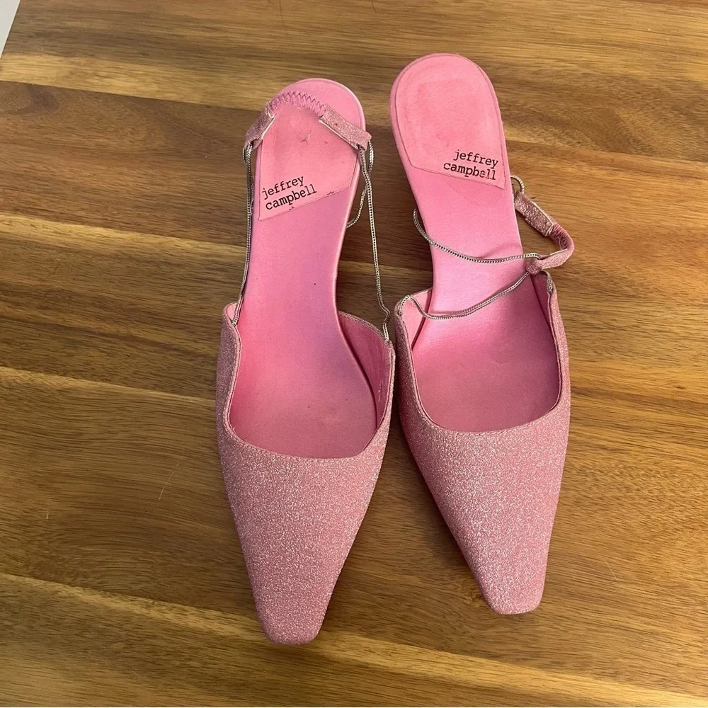 Jeffrey Campbell Sparkly Heels Sequins Pink Glitter Strap Womens Shoes Zeta 7.5